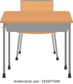 Illustration Of A School Desk Seen From The Front