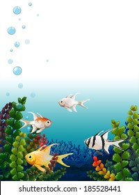 Illustration of the school of fishes under the sea