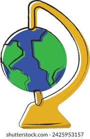 Ilustración de un globo geográfico escolar.