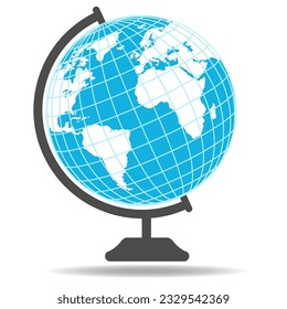 Illustration of a school globe with continents on a white background