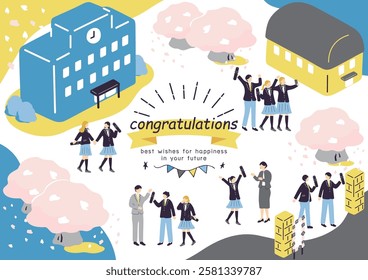 Illustration of a school graduation ceremony