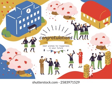 Illustration of a school graduation ceremony