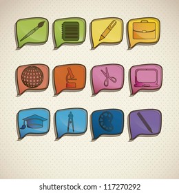 Illustration of school icons, student icons, back to class. vector illustration