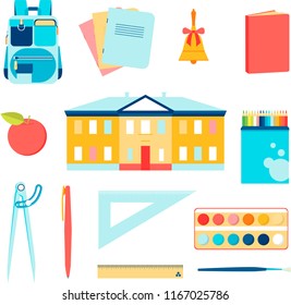 illustration of school items