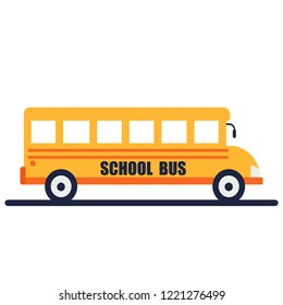 Illustration of school kids riding yellow schoolbus transportation education