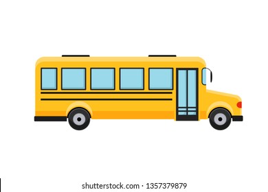 Illustration of school kids riding yellow schoolbus transportation education