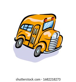 Illustration of school kids riding yellow schoolbus transportation education in EPS10