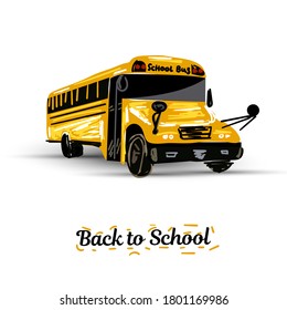 Illustration of school kids riding yellow schoolbus transportation education