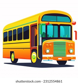 Illustration of school kids riding yellow schoolbus transportation education