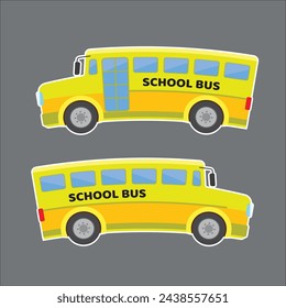Illustration of school kids riding yellow school bus 