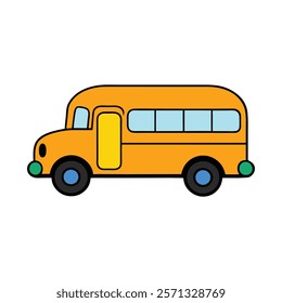 Illustration of school kids riding yellow school bus transportation education. Student child isolated school bus safety stop drive vector