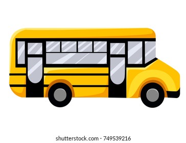 Illustration of school kids riding yellow schoolbus transportation education Vector illustration Web site page and mobile app design.