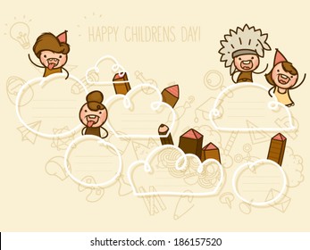Illustration of school kids with school supplies