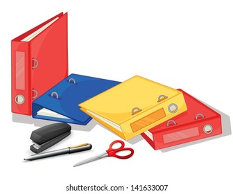 Illustration of the school and office supplies on a white background