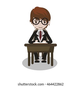 Illustration of school  studying in classroom.