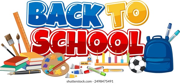 Illustration of school supplies and educational tools