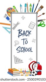 Illustration of school supplies and educational tools