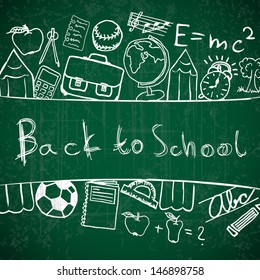 Illustration of school symbols forming background