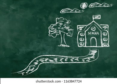 Illustration of school write by chalk on greenboard