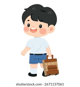 Illustration of Schoolboy with Backpack go to school