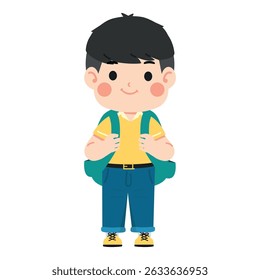 Illustration of Schoolboy with Backpack student