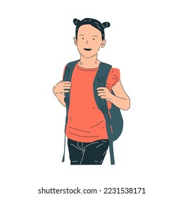 illustration of a schoolboy studying, a schoolboy character with a simple design