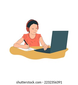 Illustration des Schülerlernens, schulische Figur mit einfachem Design