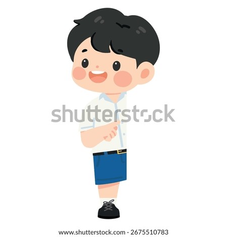 Illustration of Schoolboy in Uniform Pointing student