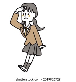 Illustration of Schoolgirl who discovered something