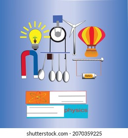 illustration of science and books, vector