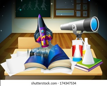 Illustration of a science laboratory room
