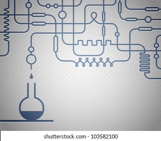 Illustration of scientific laboratory with flask