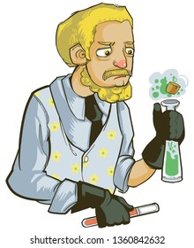 Illustration of scientist cartoon character.suspect,diagnose,funny, Isolated vector illustration.
