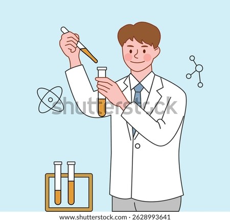 Illustration of scientist conducting an experiment in the laboratory
