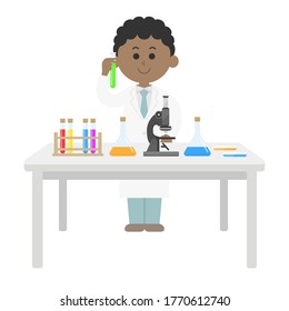 Illustration of a scientist experimenting.