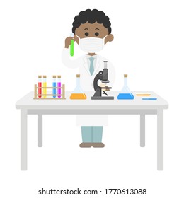 Illustration of a scientist experimenting.
