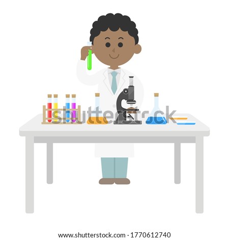 Illustration of a scientist experimenting.
