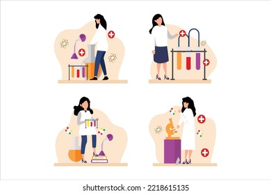Illustration Scientist Flat Bundle Design