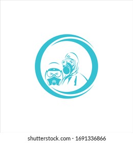 illustration of scientist in a hazmat vector suit.
hazmat people logo illustration for your campaign