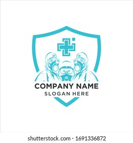 illustration of scientist in a hazmat vector suit.
hazmat people logo illustration for your campaign