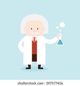 Illustration of scientist in laboratory. Vector illustration flat style.