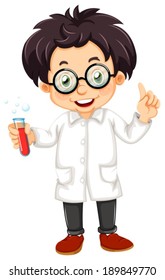 Illustration of a scientist on a white background