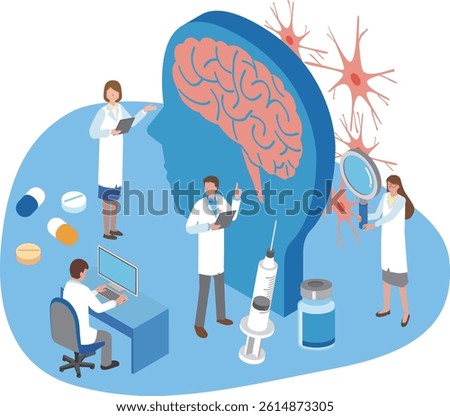 Illustration of a scientist researching the brain