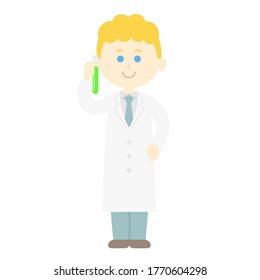 Illustration of a scientist with a test tube.