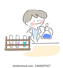Illustration of a scientist under study.
