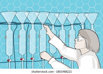 illustration of a scientist woman in a laboratory