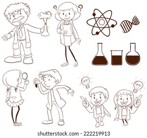 Illustration of scientists and labs