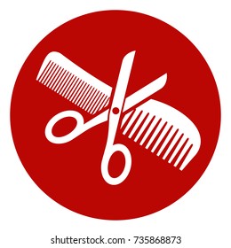 Illustration of scissors and comb icon