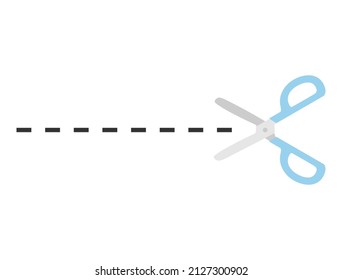 It is an illustration of scissors with a cut line.
