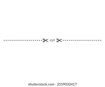 Illustration of scissors and cut lines.　Dashed line.　Dotted line.